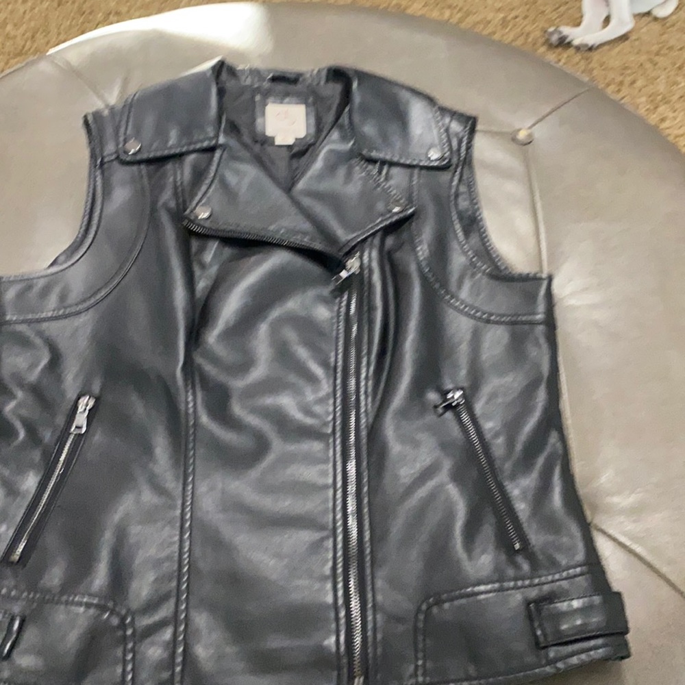 Pleather black motorcycle vest
